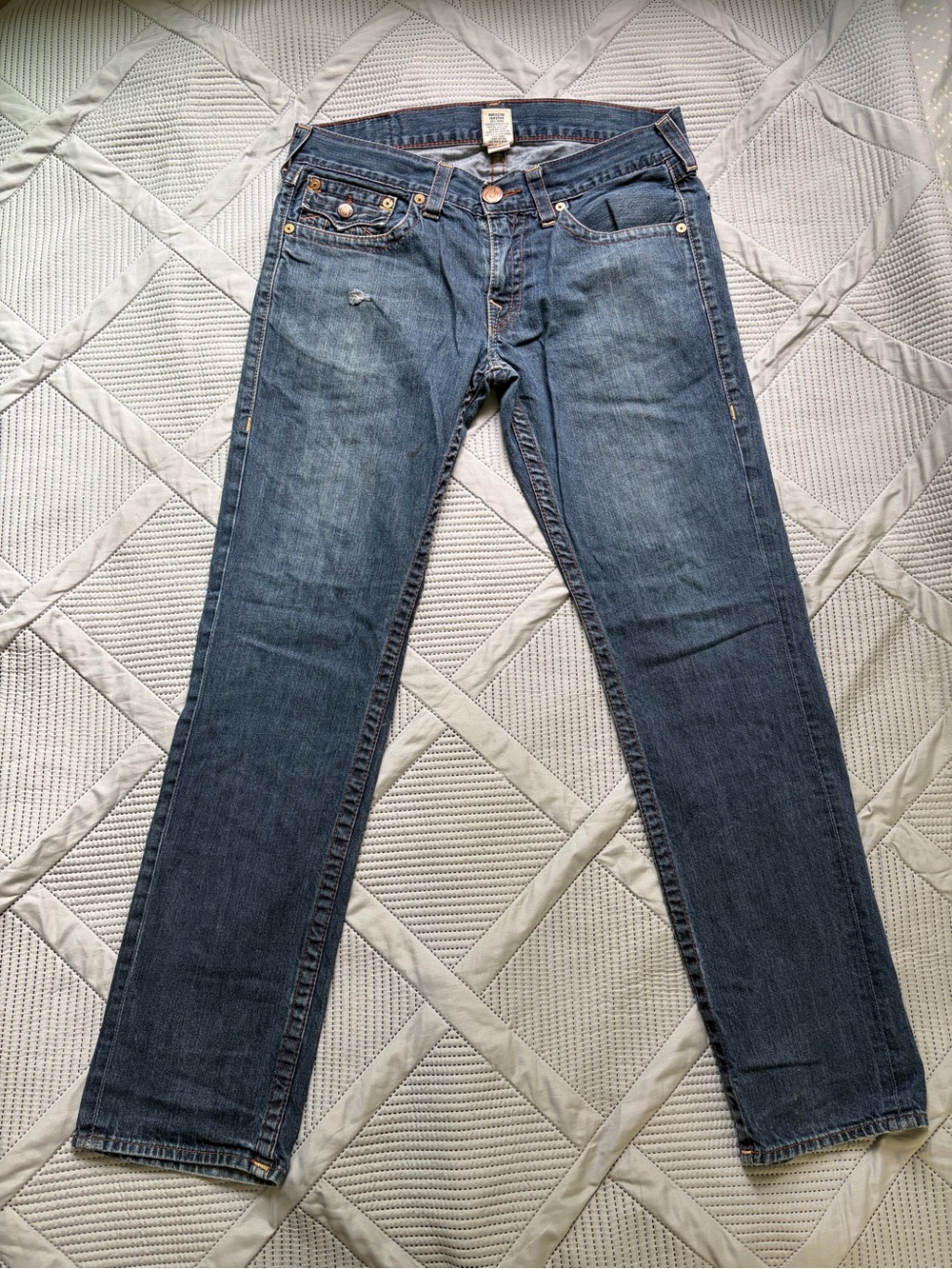 True Religion Joey World Tour Slim Seat Bootcut Jeans Men’s 34 Distressed